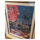 Marc Chagall Lovers Over The City - Limited Edition Print, Facsimile Signature, Framed