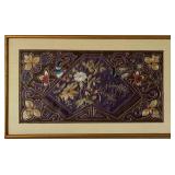 Rare Chinese Gold-Thread Silk Embroidery Panel - Birds & Flowers, Framed