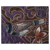 Rare Chinese Gold-Thread Silk Embroidery Panel - Birds & Flowers, Framed