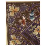 Rare Chinese Gold-Thread Silk Embroidery Panel - Birds & Flowers, Framed