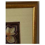 Rare Chinese Gold-Thread Silk Embroidery Panel - Birds & Flowers, Framed