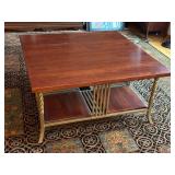 Heavy Brass Bottomed Wood Topped Coffee Table - 40 x 40 x 20 in