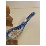 Asian Buddhist Decor Set: Artisan Glass oil Lamp, Singing Bowl, Buddha Statue, Porcelain Spoon, Monkey Figures, Alabaster Trinket Tray