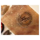 Asian Buddhist Decor Set: Artisan Glass oil Lamp, Singing Bowl, Buddha Statue, Porcelain Spoon, Monkey Figures, Alabaster Trinket Tray