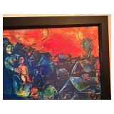 Marc Chagall Le Village Bleu Framed Reproduction Canvas Print (1967)
