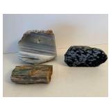 Petrified Wood & Chalcedony Stones (Lot of 3)