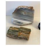 Petrified Wood & Chalcedony Stones (Lot of 3)