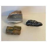Petrified Wood & Chalcedony Stones (Lot of 3)