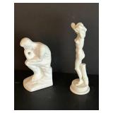Thinker Reproduction Chalkware & Greek Venus Nude Figurine, Alabaster (Lot of 2) 9 1/2 in Tall