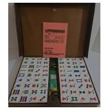 Vintage Mahjong Set with Pleather Carrying Case w/Game Directions Manal