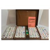 Vintage Mahjong Set with Pleather Carrying Case w/Game Directions Manal