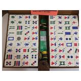 Vintage Mahjong Set with Pleather Carrying Case w/Game Directions Manal
