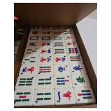 Vintage Mahjong Set with Pleather Carrying Case w/Game Directions Manal