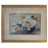 Vintage Floral Chrysanthemums Bouquet Watercolor by G.K. Stoddard 1905