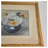 Vintage Floral Chrysanthemums Bouquet Watercolor by G.K. Stoddard 1905