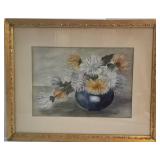 Vintage Floral Chrysanthemums Bouquet Watercolor by G.K. Stoddard 1905