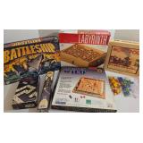 6 Vintage Board Games Lot: Battleship, Labyrinth, Monopoly, Doubles Wild, Tournament Dominoes, 32-Piece Chess