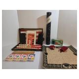 Vintage Board Game Set: Backgammon, Cribbage, Pente, Poker Chips, & New Decks of Playing Cards