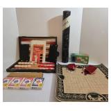 Vintage Board Game Set: Backgammon, Cribbage, Pente, Poker Chips, & New Decks of Playing Cards