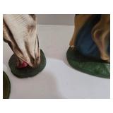 Nativity Set - Chalkware & Paper Mache Figures with Lighted Wooden Creche