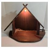 Nativity Set - Chalkware & Paper Mache Figures with Lighted Wooden Creche