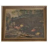 Signed FREDERICK WILLIAM BOULTON - Framed Flower Market Scene