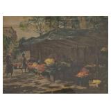 Signed FREDERICK WILLIAM BOULTON - Framed Flower Market Scene