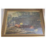Signed FREDERICK WILLIAM BOULTON - Framed Flower Market Scene
