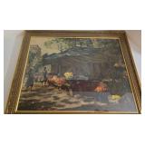 Signed FREDERICK WILLIAM BOULTON - Framed Flower Market Scene