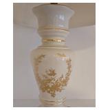 Vintage Bristol-Style Floral Porcelain Table Lamp with Gold Accents