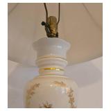 Vintage Bristol-Style Floral Porcelain Table Lamp with Gold Accents