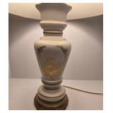 Vintage Bristol-Style Floral Porcelain Table Lamp with Gold Accents
