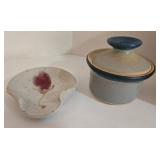 Artisan Ceramic Lot - Wild Rice Jar with Lid - Minute Egg Maker w/Lid, Spoon Rest & 2 Cups