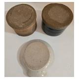 Artisan Ceramic Lot - Wild Rice Jar with Lid - Minute Egg Maker w/Lid, Spoon Rest & 2 Cups