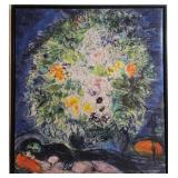 Marc Chagall Les Amoureux au Bouquet Reproduction - Framed Canvas Print