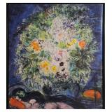 Marc Chagall Les Amoureux au Bouquet Reproduction - Framed Canvas Print