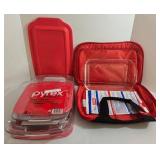 NEW Pyrex Easy Grab 4-Piece Bakeware Set with Lids & Carrying Case