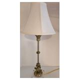 Vintage Gold & Acrylic Table Lamp - Twisted Clear Column, Brass Leaf Base