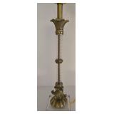 Vintage Gold & Acrylic Table Lamp - Twisted Clear Column, Brass Leaf Base