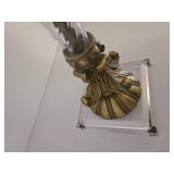 Vintage Gold & Acrylic Table Lamp - Twisted Clear Column, Brass Leaf Base
