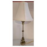 Vintage Gold & Acrylic Table Lamp - Twisted Clear Column, Brass Leaf Base