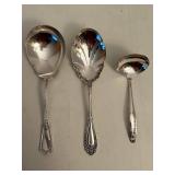 Wallace 1835 Silver Plate Three Large Serving Pieces - Spoons & Ladle (Rogers / Reed & Barton)