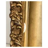 Antique Oil Painting on Board Panoramic Pansies in Gold Gilt Frame - 30 in W x 13.5 in H