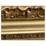 Antique Oil Painting on Board Panoramic Pansies in Gold Gilt Frame - 30 in W x 13.5 in H