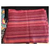 Table Linens Lot - 13 Straw Placemats, 11 Black/Gray Placemats, 8 Red Linen Striped Placemats, 4 Tablecloths