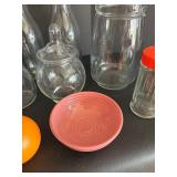 Fiesta Orange Bistro Bowls & Niloak Pink Pitcher Vintage Large Glassware Lot