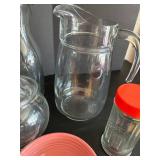 Fiesta Orange Bistro Bowls & Niloak Pink Pitcher Vintage Large Glassware Lot