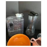 Fiesta Orange Bistro Bowls & Niloak Pink Pitcher Vintage Large Glassware Lot