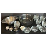 Glassware & Kitchenware Set: Large Glass Serving Bowl, Ribbed Glass Bowls, Ramekins & More