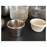 Glassware & Kitchenware Set: Large Glass Serving Bowl, Ribbed Glass Bowls, Ramekins & More